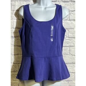 NWT Ann Taylor Women’s Purple Sleeveless Peplum Tank Size M Scoop Neck